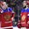 COLOGNE, GERMANY - MAY 21: Russia's Yevgeni Kuznetsov #92 and Nikita Kucherov #86 talk with each other after a 5-3 win over team Finland during bronze medal game action at the 2017 IIHF Ice Hockey World Championship. (Photo by Matt Zambonin/HHOF-IIHF Images)